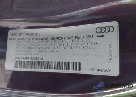 2014 Audi A5 2.0T Premium from USA, damaged, VIN WAULFAFR1EA065901